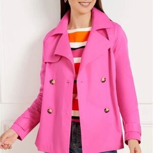 NWOT Talbots XS Pink Short Trench Coat